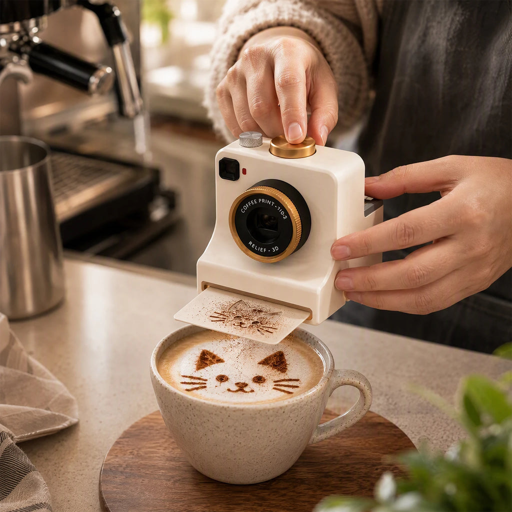 CappuClick dibujando un gato sobre un capuchino